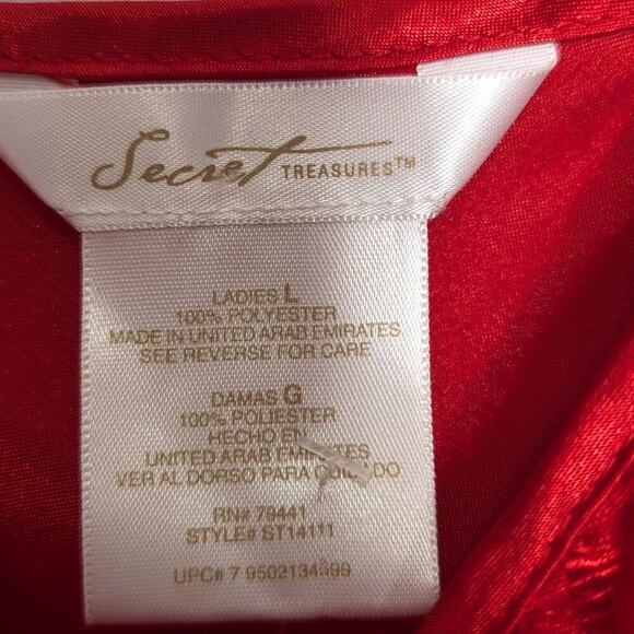 Vintage Y2K Red Satin Heart Pattern Semi Sheer Cami Top Sleeveless Bow Size L - Picture 3 of 11